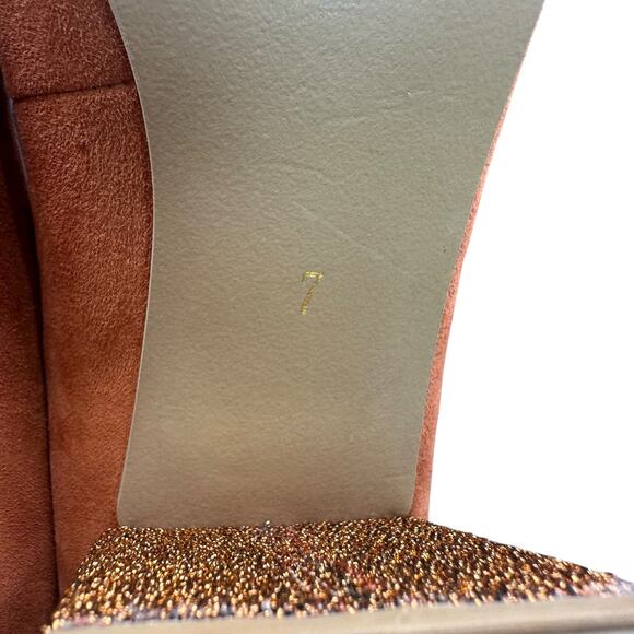 Seychelles Burnt Orange Suede Sparkle Block Heel Pumps Size 7 Leather Upper - Picture 12 of 14